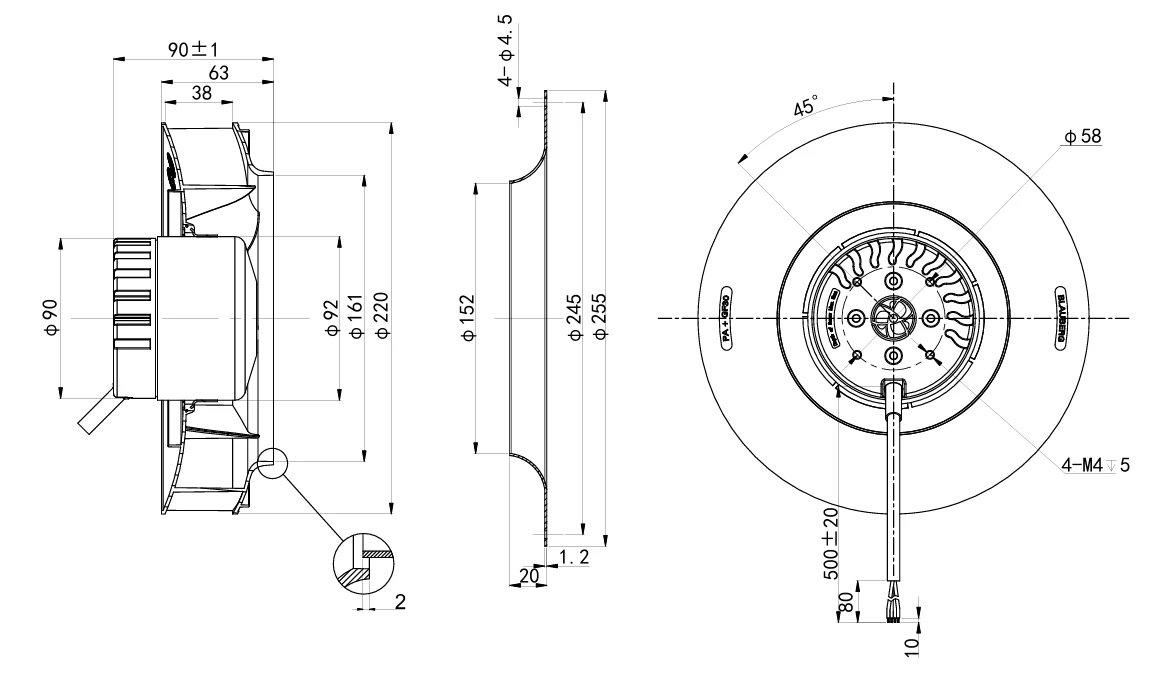 product-1-1 BE-B220C-EC-N07 overall dimensions